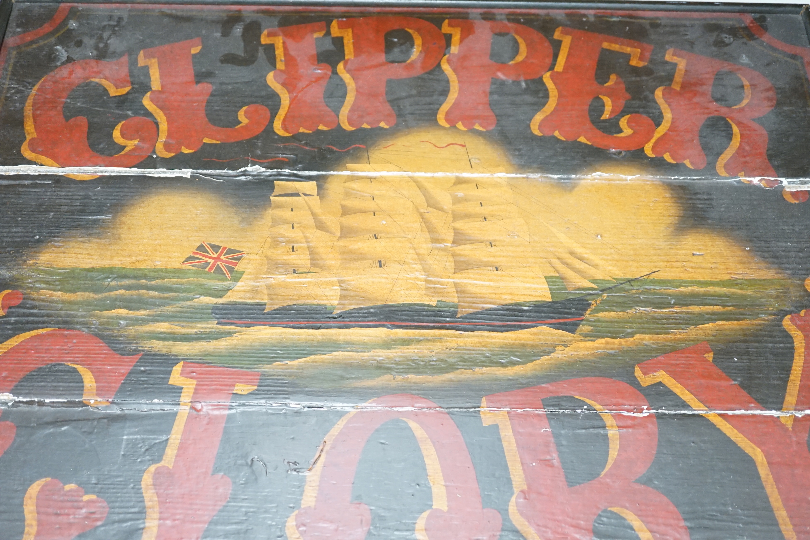 A painted wood sign 'Clipper Glory', 50x62cm